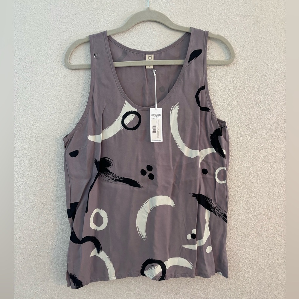 NWT Make It Good Painted Cupro Tank purple artistic Made in USA large
